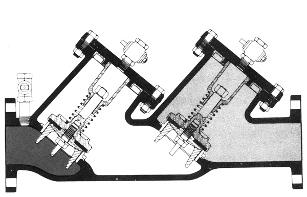 double check valve cross section