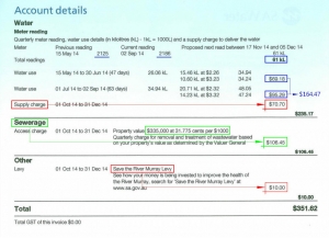 SA Water invoice